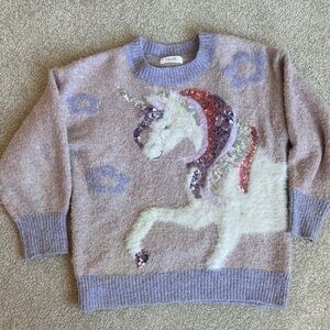 Next Sequin Unicorn Sweater - Lavender and White